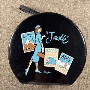Vintage Barbie ROUND BLACK JACKIE Onassis Kennedy Fashion Carrying Case! 1960's
